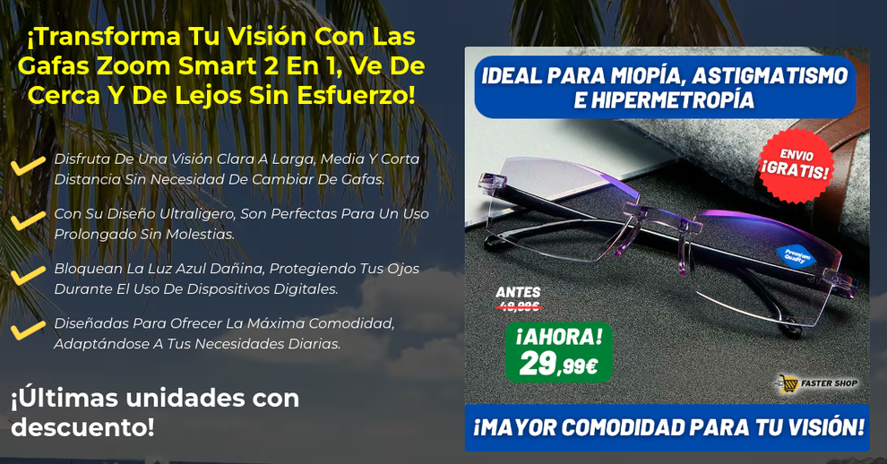 Gafas Zoom Autofoco para mujeres y hombres.